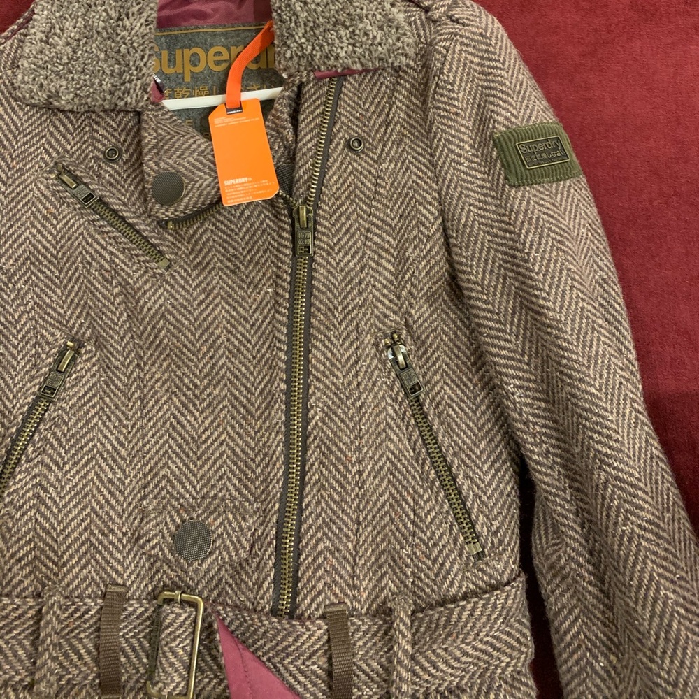 Superdry asymmetrical tweed jacket